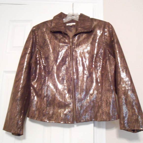 Yvonne Marie Shiny Bronze Suede Jacket - Picture 7 of 7
